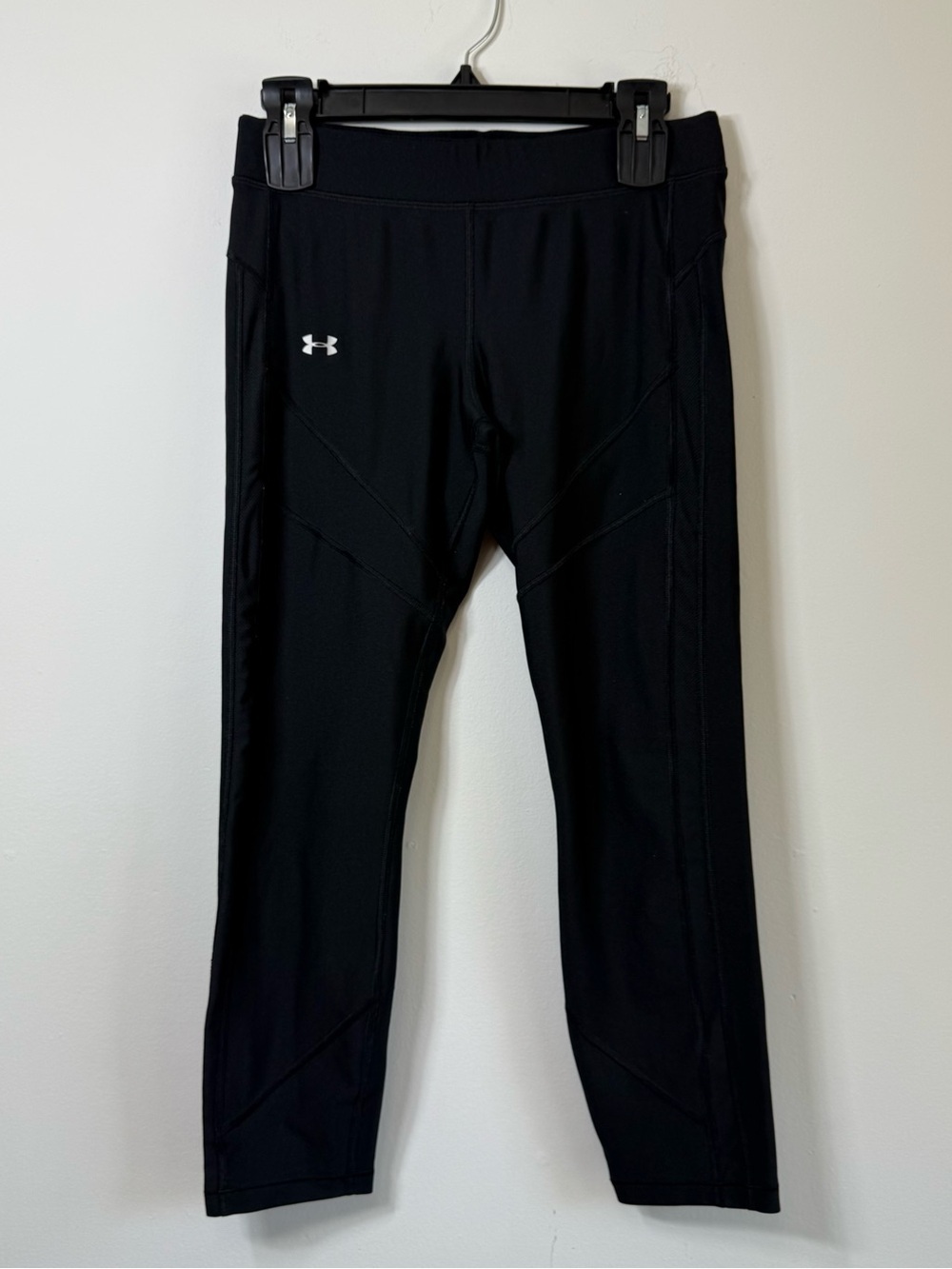 Under Armour Black HeatGear Compression Mesh Cropped Leggings Women's Large
